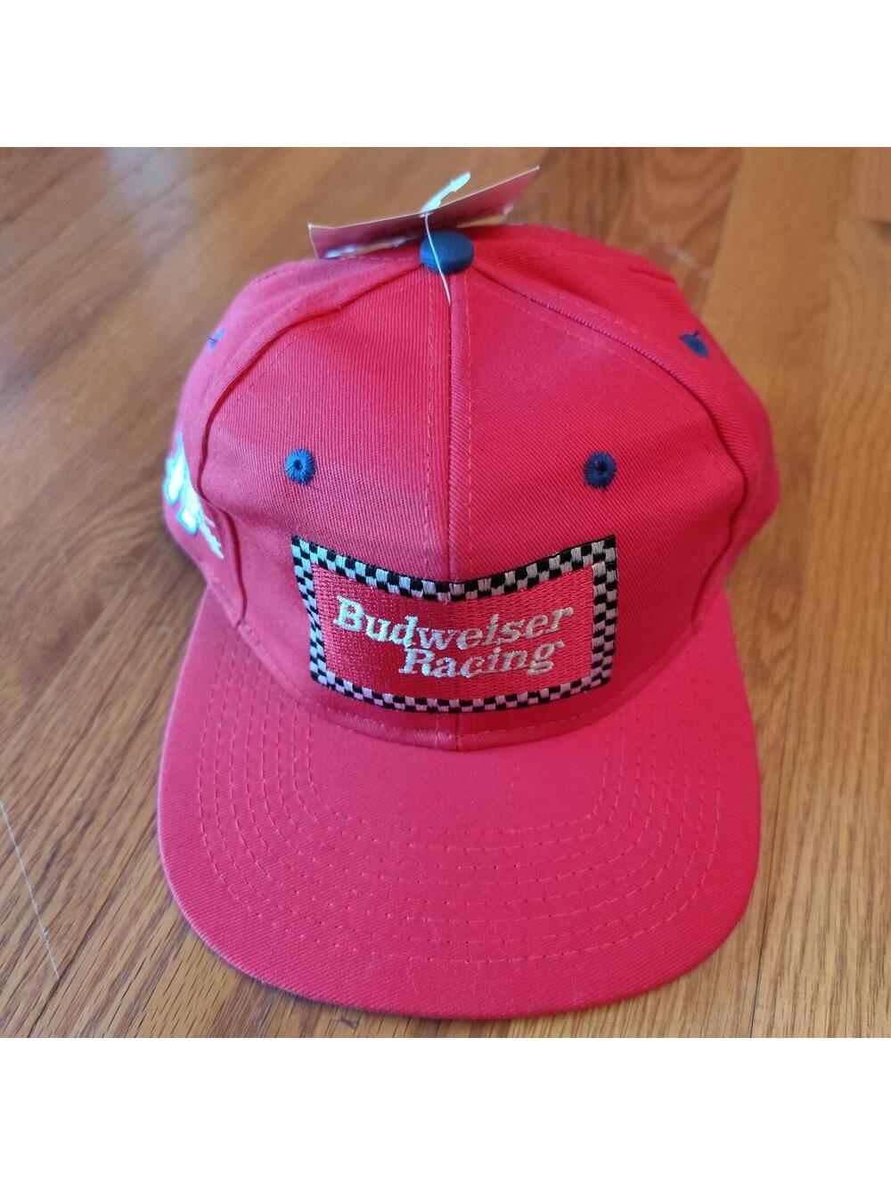 VINTAGE Budweiser Racing Snapback Hat 90s Bud Beer Promo NASCAR Bill Elliott new